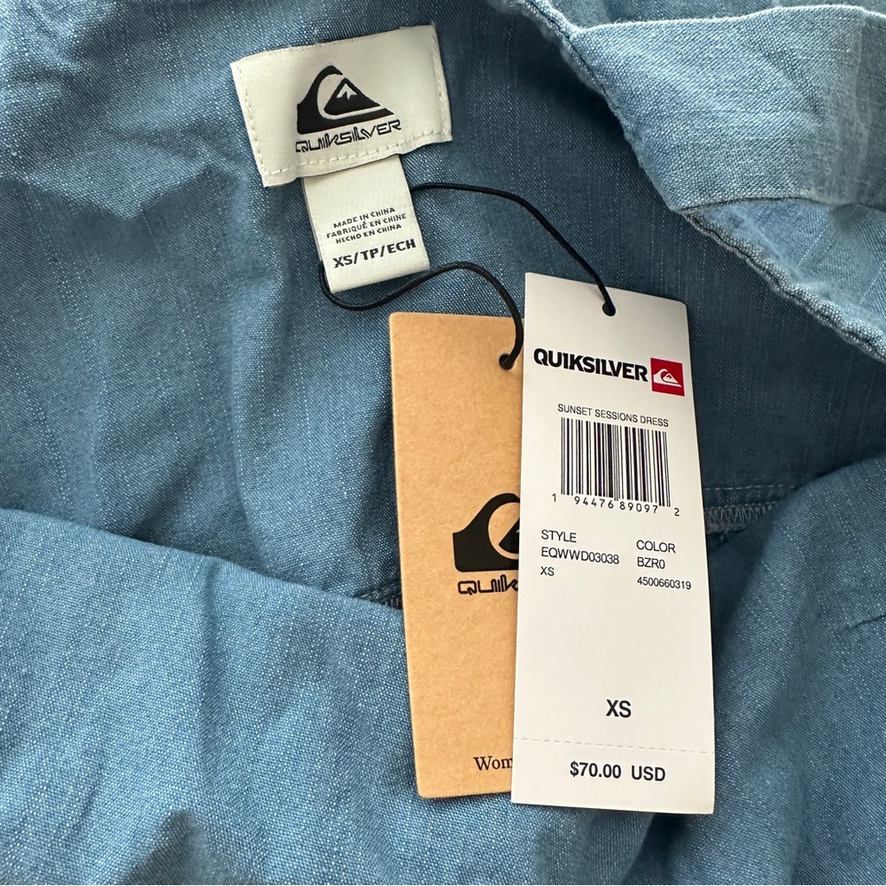 Quicksilver Blue Chambray Frayed Hem Tiered Midi Dress Size Various - Picture 9 of 10